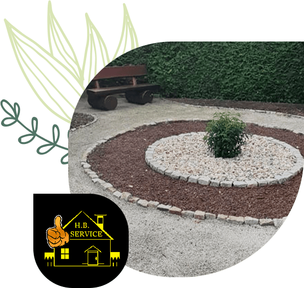 H.B. SERVICE Logo mit Gartenarbeit